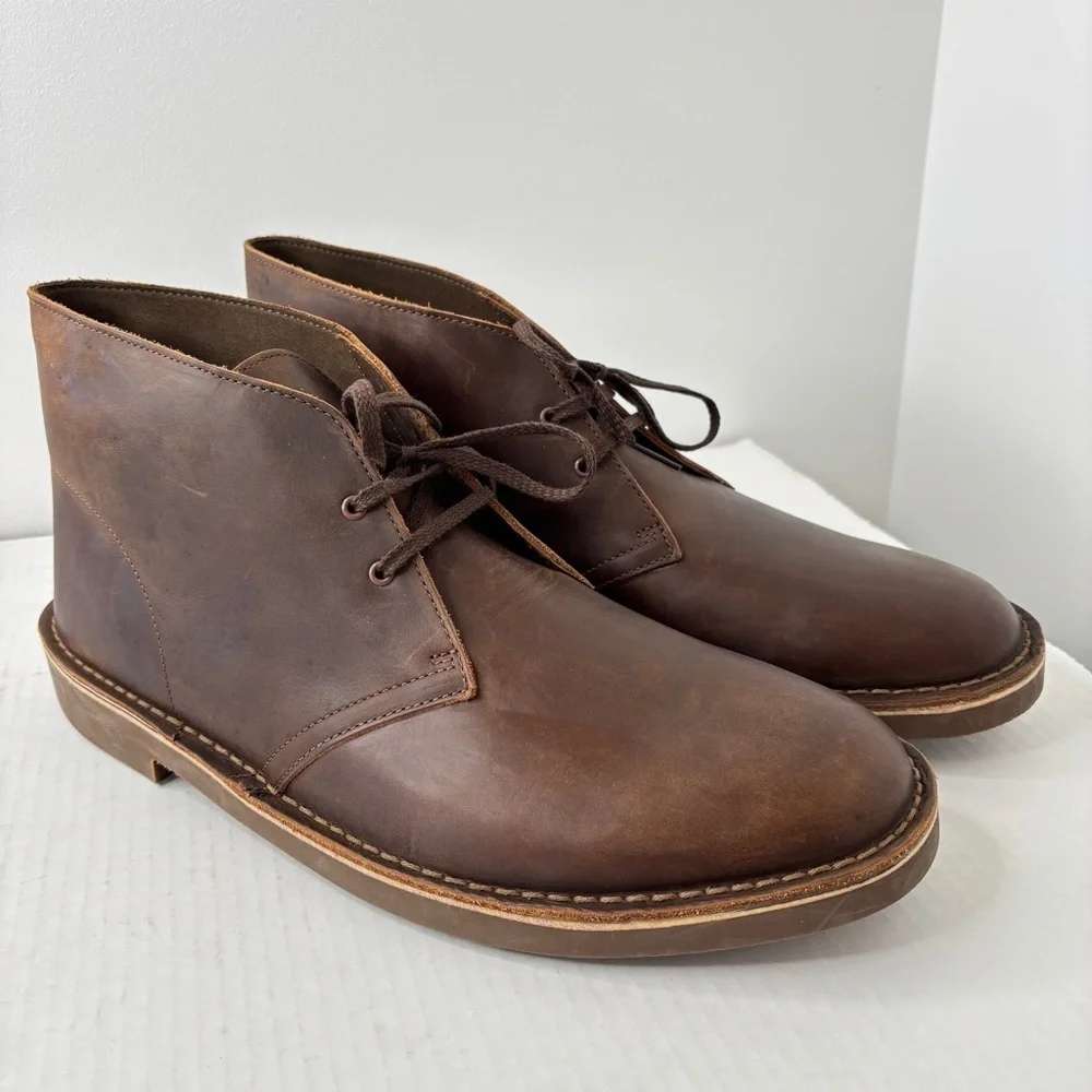Clarks Bushacre 2 Chukka Boots Men's Size 15 Brown Leather Cushion Comfort  NEW